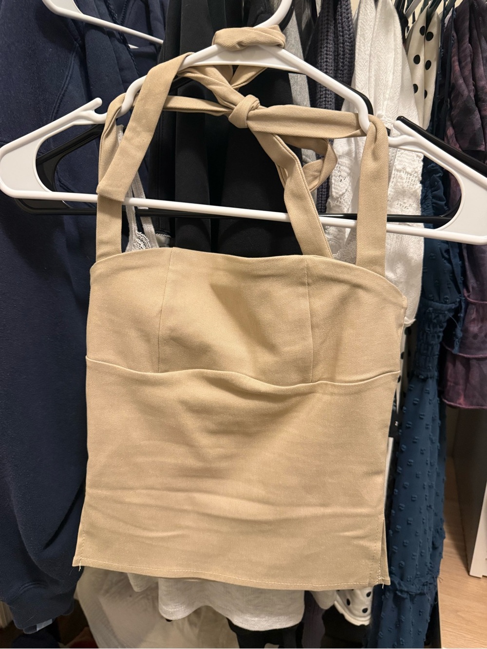 Edikted Beige Tie-Strap Crop Top